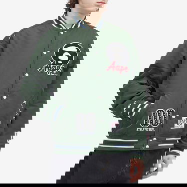 Яке бомбър AAPE by A Bathing Ape AAPE Ice Hockey Varsity Jacket Зелено | AAPJKM7676XXNGRD, 2