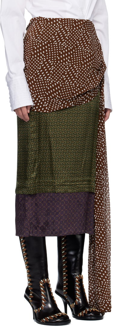 Пола Dries Van Noten Dries Van Noten Draped Silk Satin Midi Skirt Многоцветен | 252-010856-2110, 1