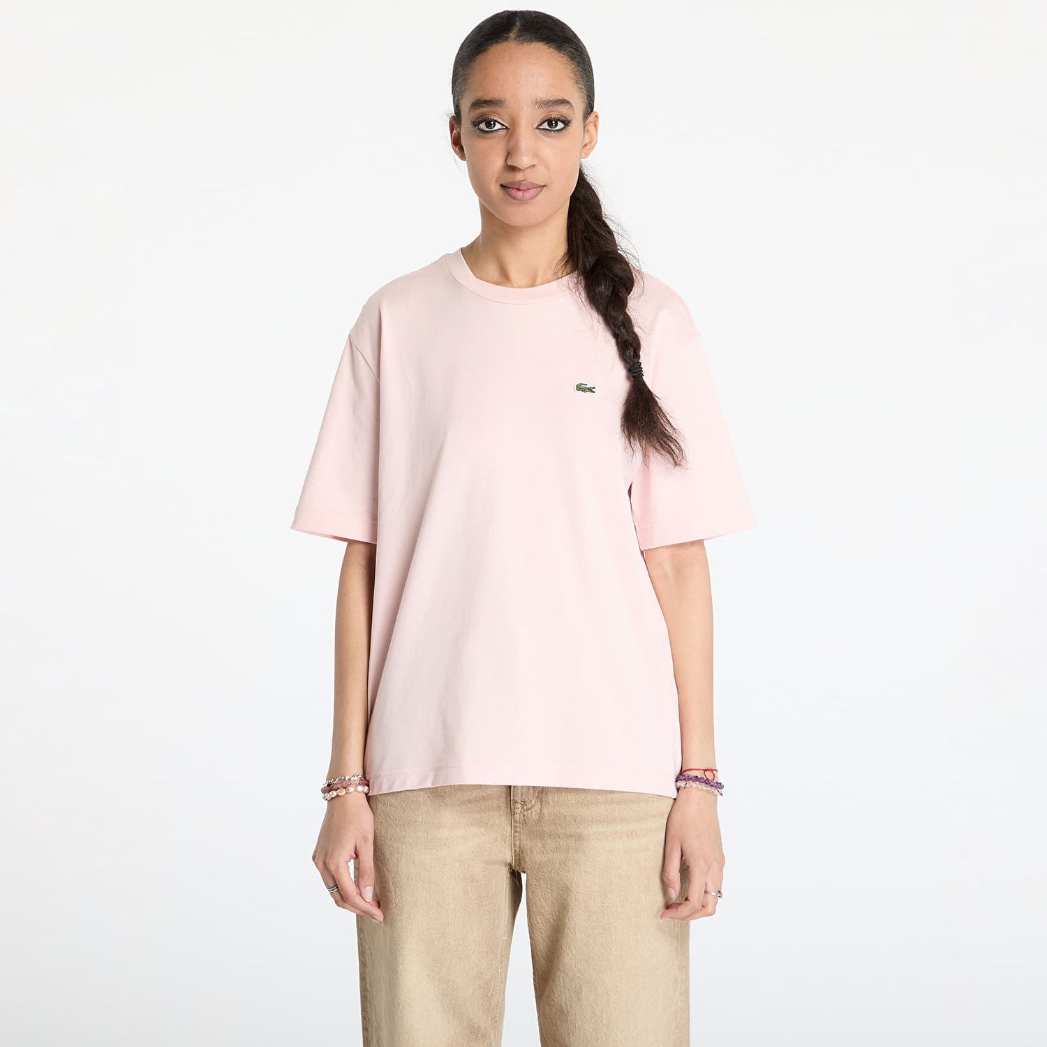 Тениска Lacoste Lacoste Soft Cotton T-Shirt Розово | TF7215 ADY, 0
