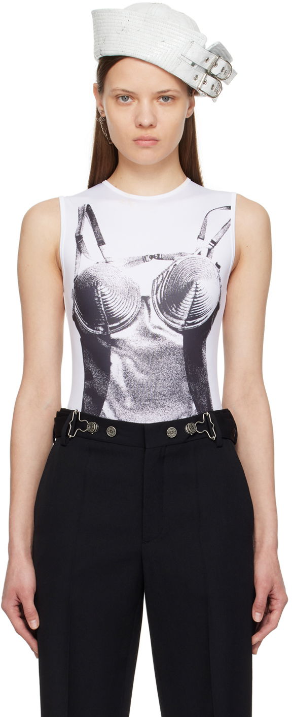 боди Jean Paul Gaultier Gaultier Graphic Print Bodysuit Бяло | 24/25-F-BD033-J549-0100