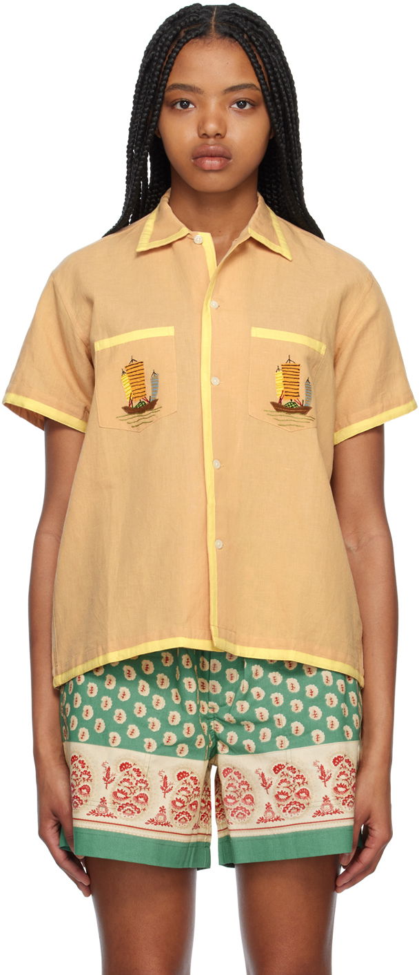 Риза Bode Bode Ship Embroidered Shirt Бежово | MRS23SH066, 0