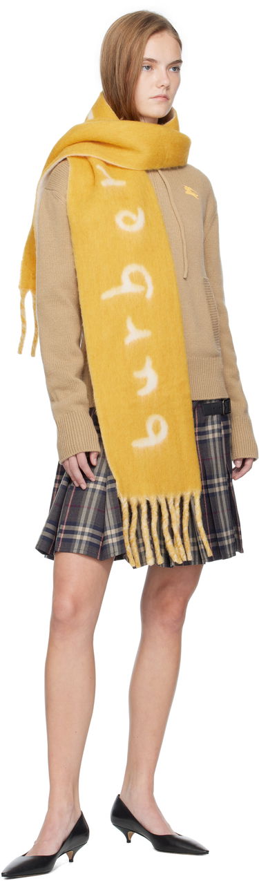 Шал Burberry Burberry Logo Alpaca Wool Blend Scarf Жълто | 8114083, 2