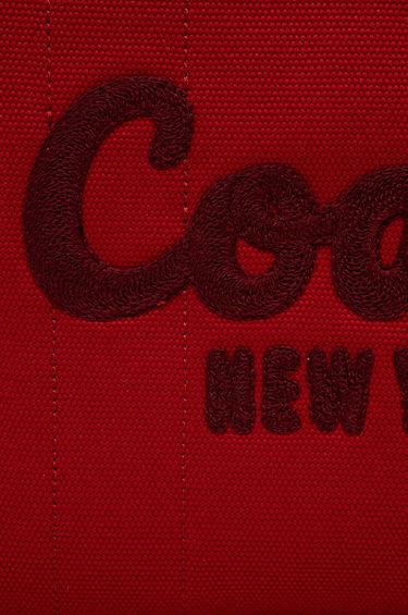 Голяма пазарска чанта Coach Red Canvas Tote Bag Бургунди | CP158, 3