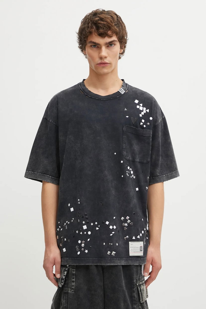 Тениска Maison MIHARA YASUHIRO Maison MIHARA YASUHIRO Embellished Bleached T-Shirt Черно | A15TS631