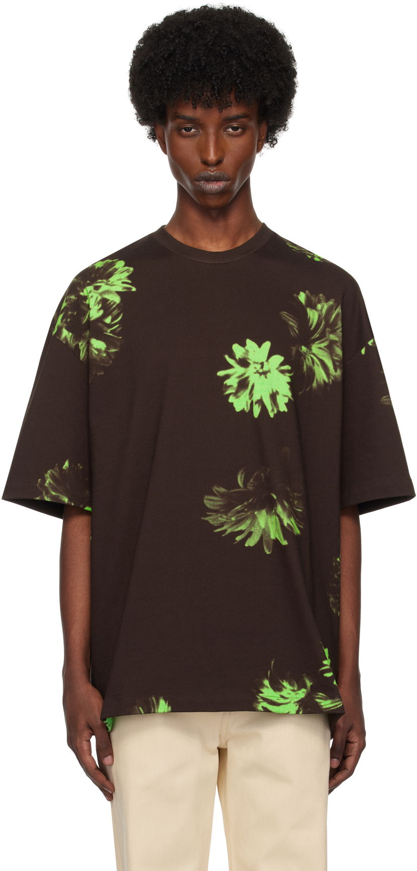 Тениска Jil Sander Floral T-shirt Кафяво | J61GC0003_J20222