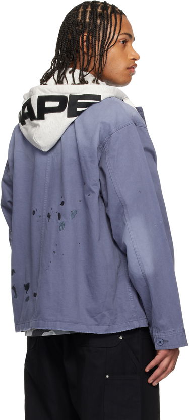 Яке AAPE by A Bathing Ape AAPE by A Bathing Ape Distressed Hooded Button Down Jacket Синьо | AAPLJM7752XXPNYS, 2