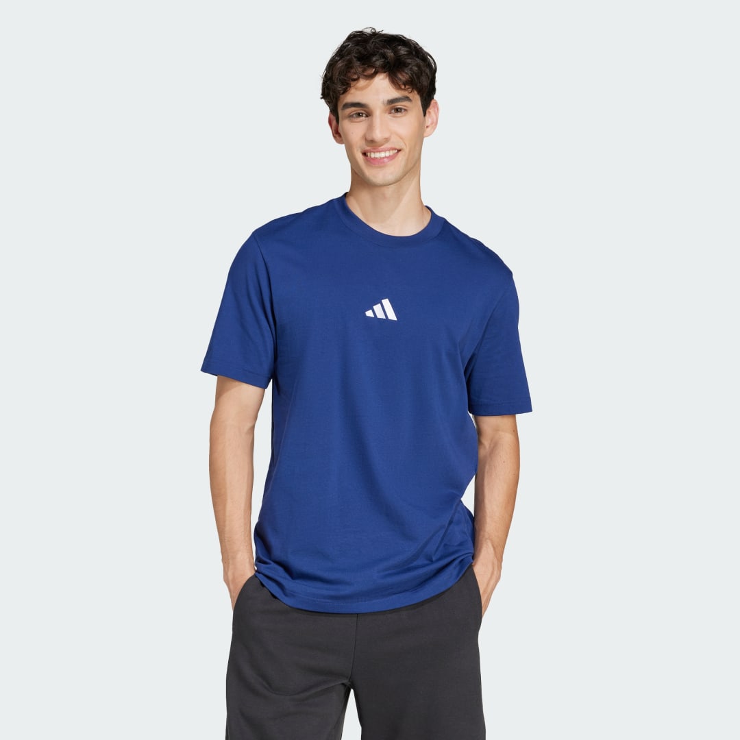 Тениска adidas Performance Essentials Small Logo Jersey T-Shirt Синьо | JF1093, 0