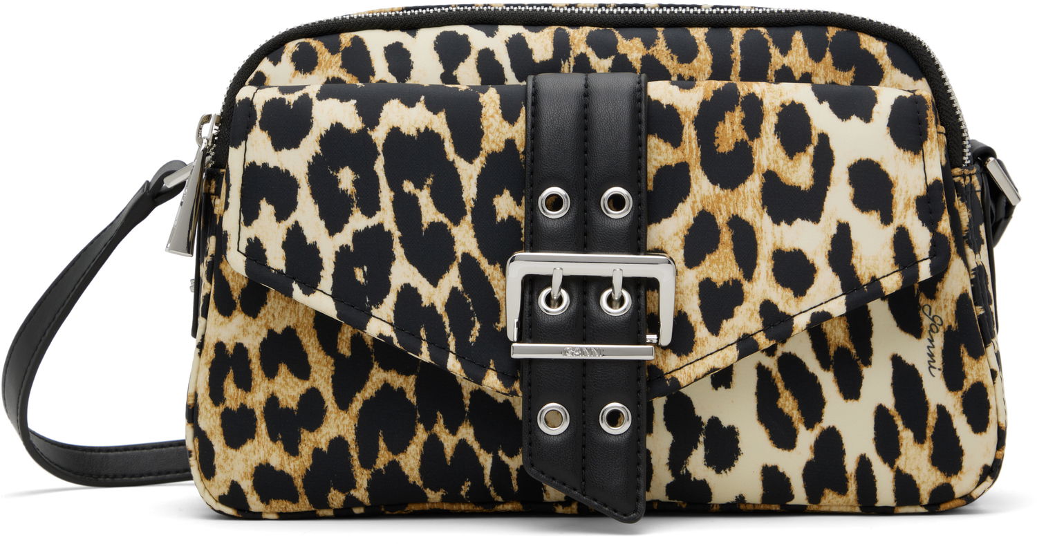 Чанта през рамо GANNI GANNI Bucky Leopard Print Nylon Camera Bag Многоцветен | A6535, 0