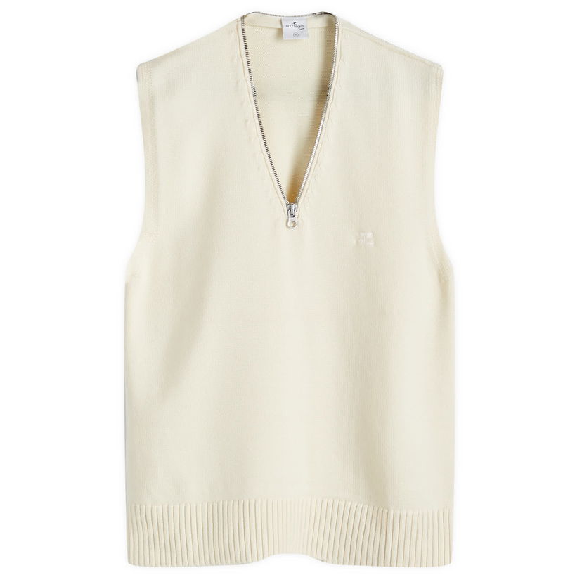 Жилетка Courrèges Zipped Wool Vest Бяло | 324MPU180FI0036-79