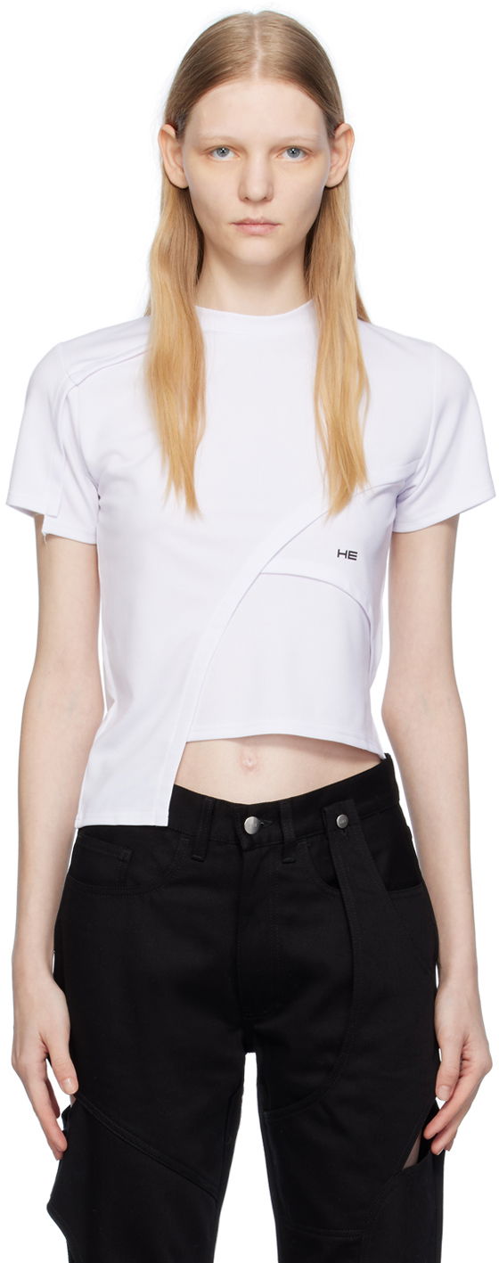 Тениска HELIOT EMIL Deconstructed Crop T-Shirt Бяло | HE_W_09_024_C01_WHT02