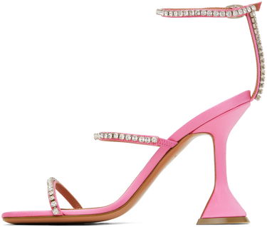 Грижа за обувките Amina Muaddi Amina Muaddi Gilda Crystal-Embellished Heeled Sandals Розово | GILDA SANDAL CL SATIN, 2