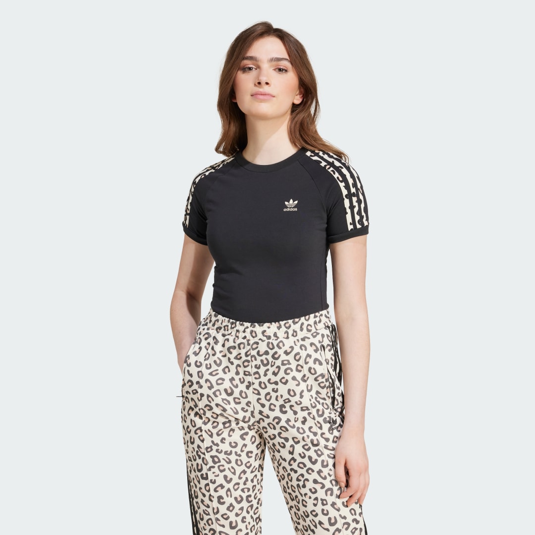 Тениска adidas Performance Leopard 3-Stripes T-Shirt Short Sleeve Print Черно | IW8478, 0