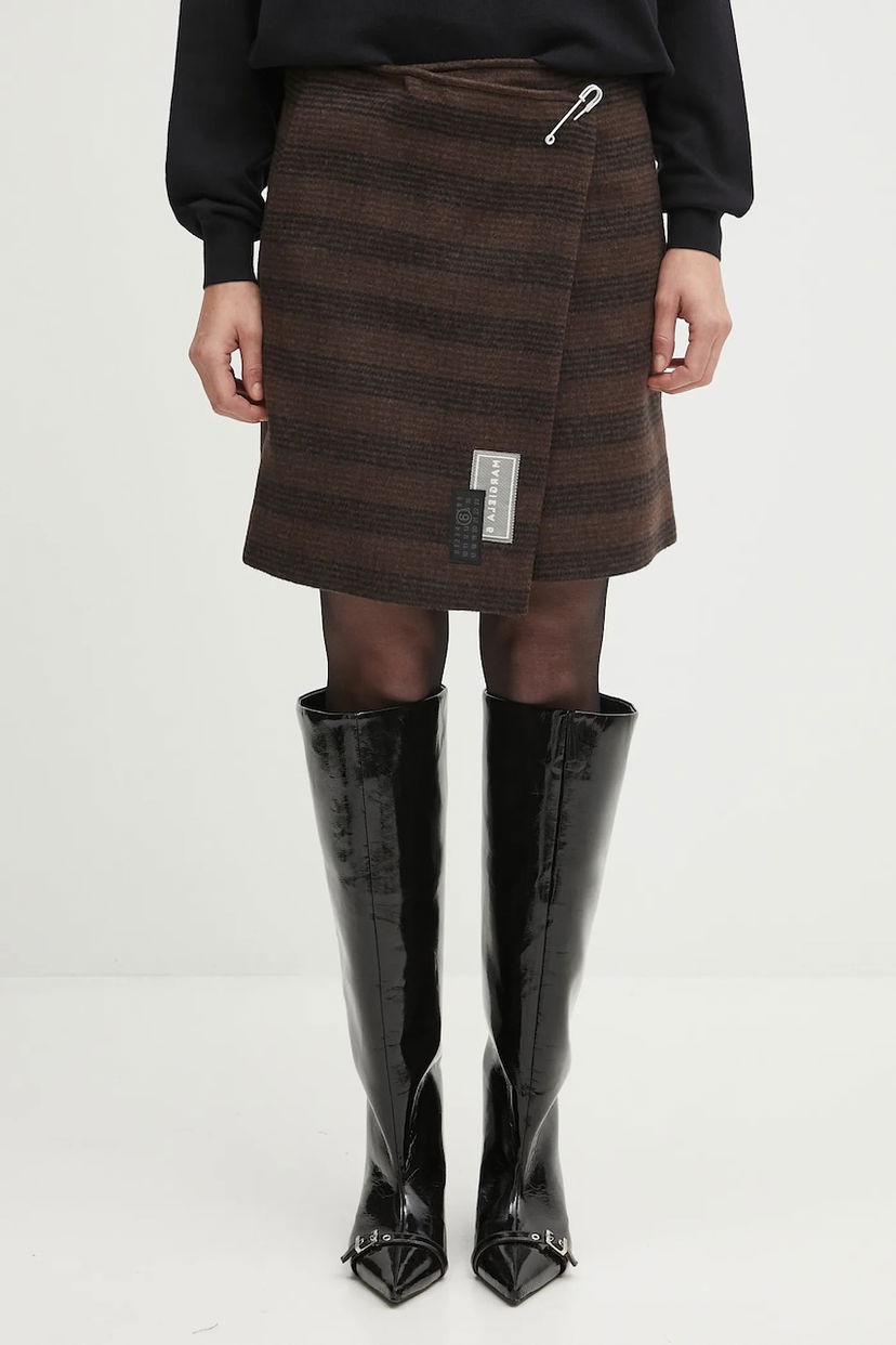 Пола Maison Margiela MM6 Maison Margiela Midi A-Line Wrap Skirt Кафяво | S52MC0013.M35472.001F