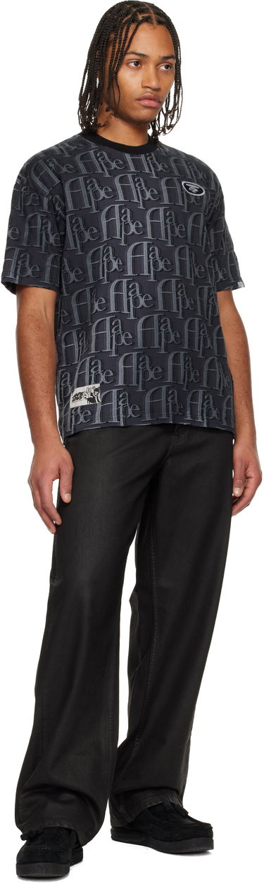 Тениска AAPE by A Bathing Ape Moonface Logo Embossed Monogram Short-Sleeve T-shirt Черно | AAPTEM1664XXNBKE, 3