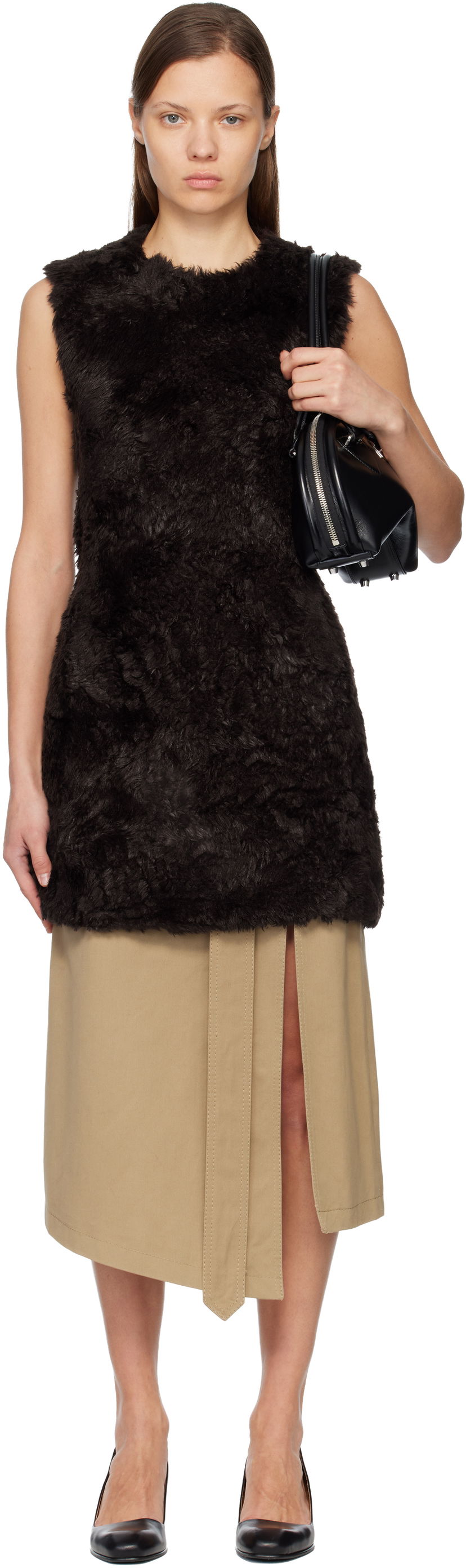 Pокля Acne Studios Faux-Fur Minidress Кафяво | A20869-