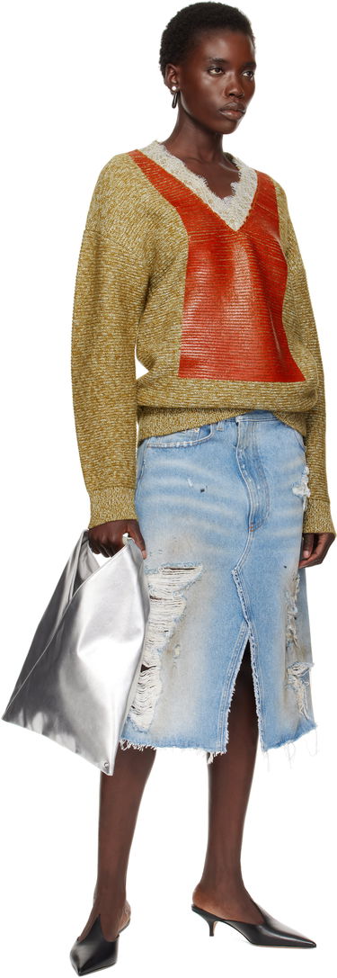 Голяма пазарска чанта Maison Margiela MM6 Maison Margiela Small Triangle Tote Металик | S54WD0043 P8496, 3