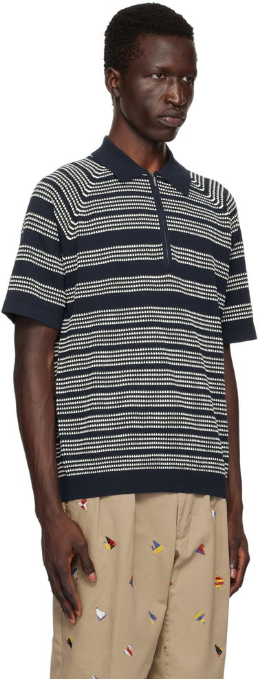 Поло тениска BEAMS Beams Plus Jacquard Polo Тъмно синьо | 3802-0037-156, 1