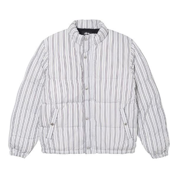 Пухо яке Stüssy Down Puffer Jacket With Vertical Stripes Бяло | 1156021