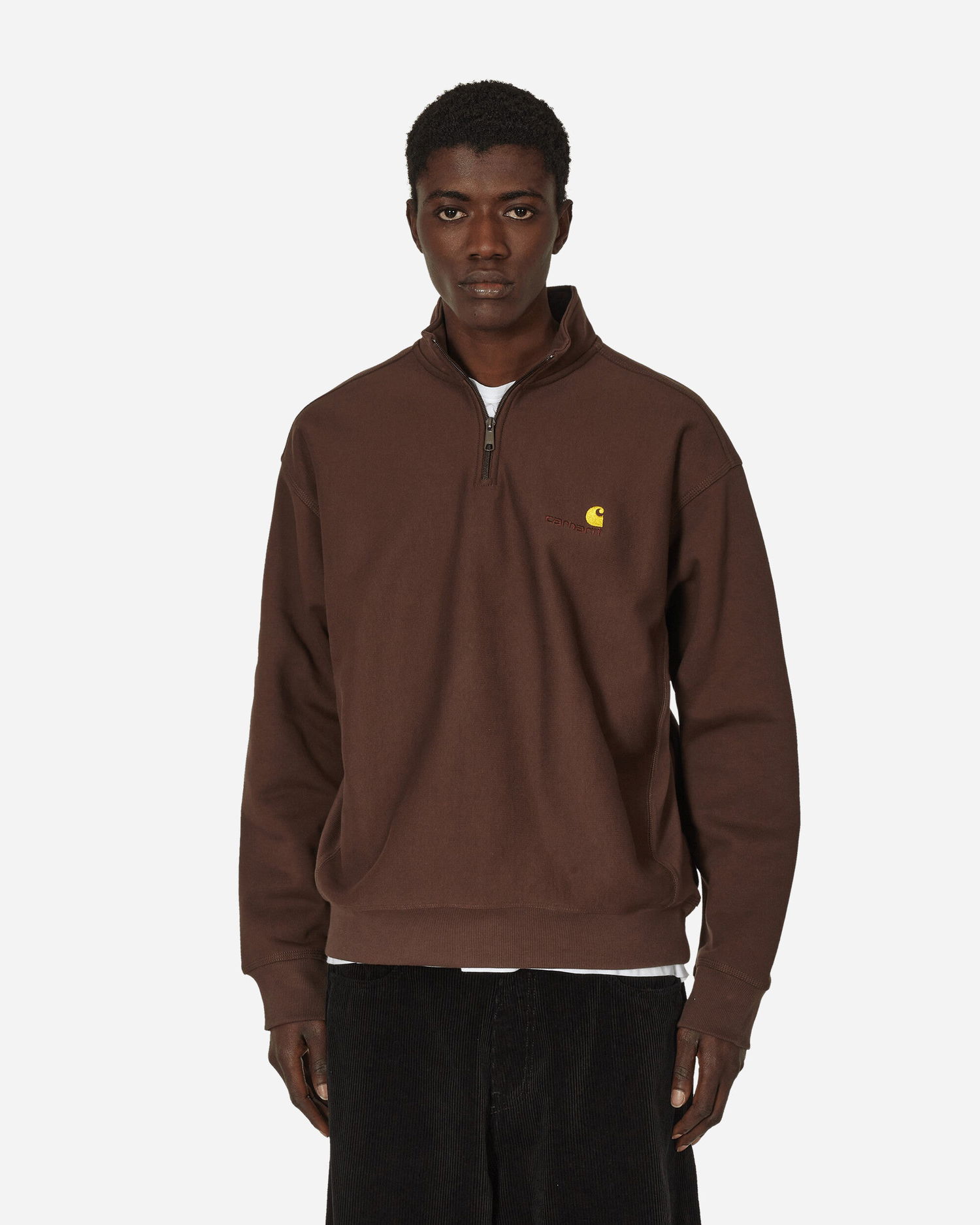 Пуловер Carhartt WIP Half Zip American Script Crewneck Кафяво | I027014 BVXX, 0