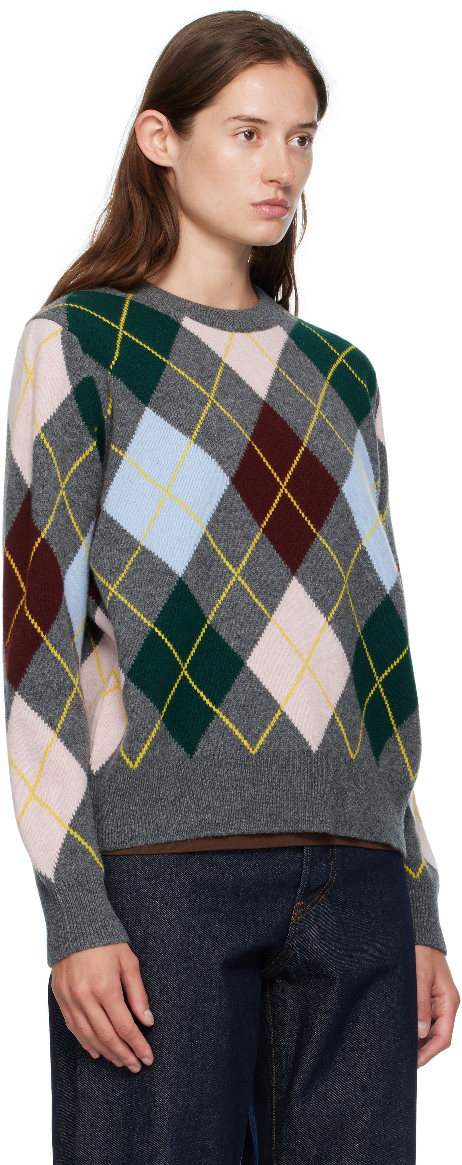 Пуловер &Daughter &Daughter Ava Argyle Crewneck Sweater Сиво | WL24205, 1