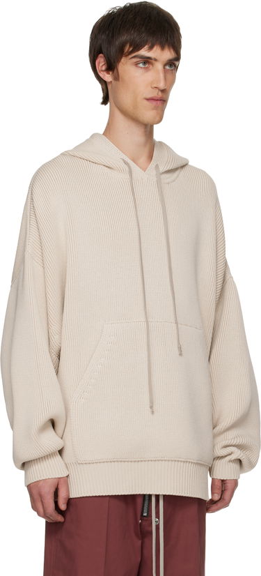 Суитчър Rick Owens Ribbed Knit Oversized Concordians Hun Hoodie Бежово | RR02E1698 KWVH, 1