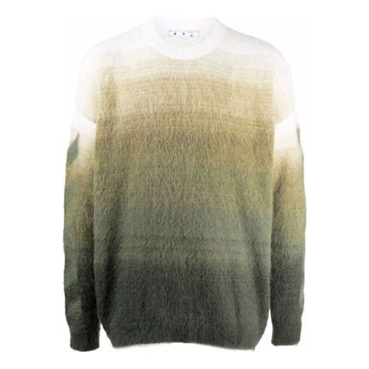 Пуловер Off-White Off-White Gradient Loose Fit Wool Sweater Зелено | OMHE098F21KNI0015555