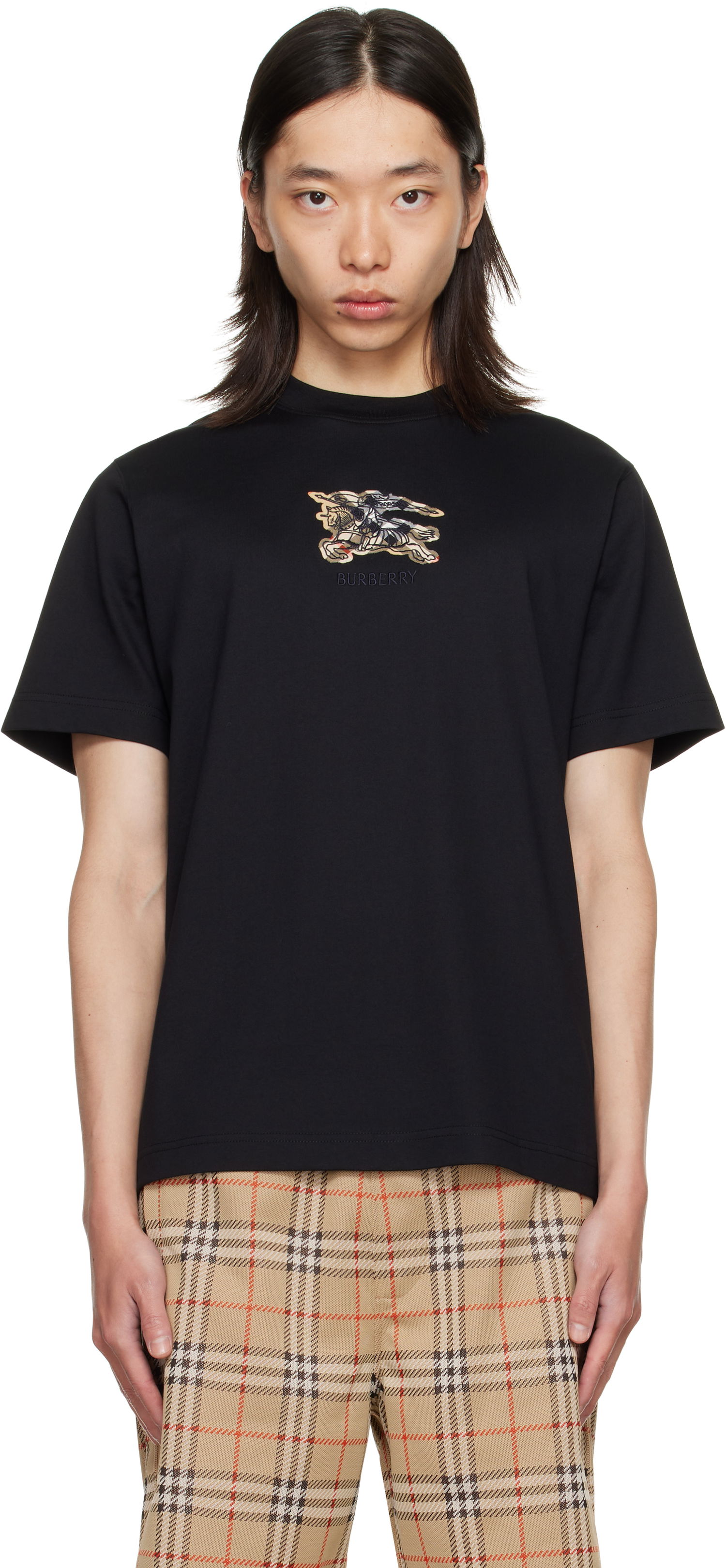 Тениска Burberry Burberry EKD Check Cotton T-Shirt Черно | 8116169, 0