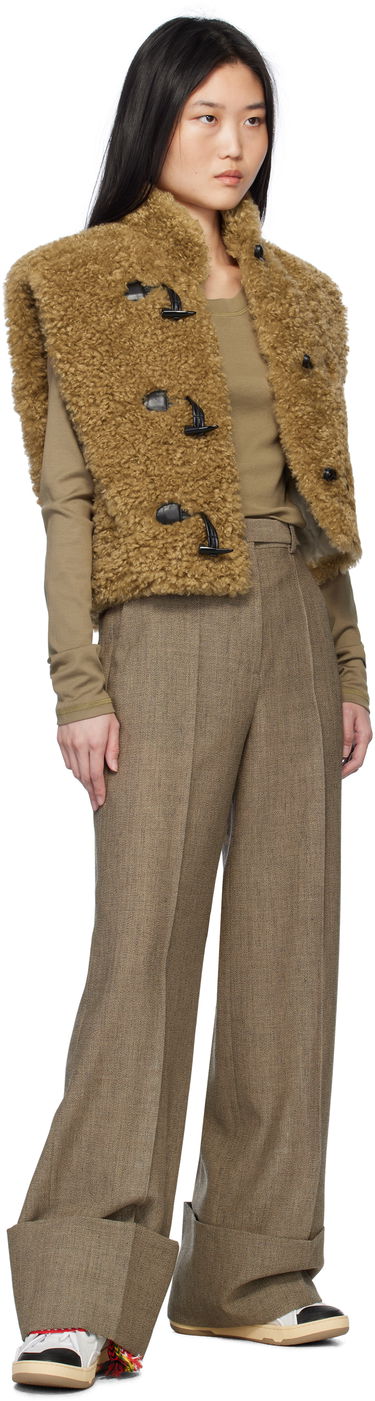 Панталони LANVIN Lanvin Wide-Leg Cuffed Wool Trousers Кафяво | RW-TR0510-6040-P25, 3