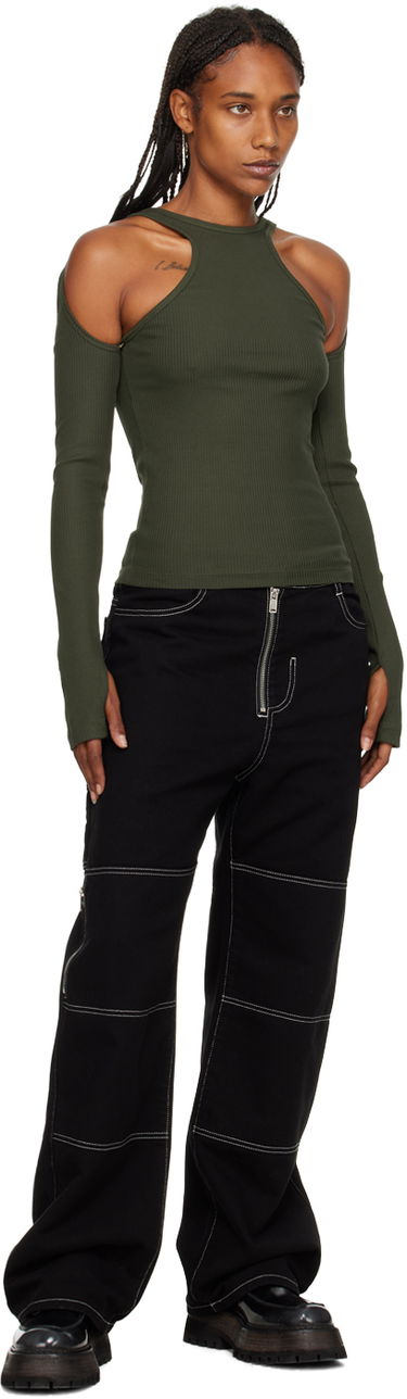 Тениска Dion Lee Loop Cutout Long Sleeve T-Shirt Зелено | C3074F22, 3