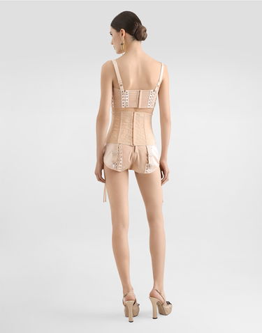 Сутиен Dolce & Gabbana Dolce & Gabbana Satin Bralette Top with Corset Detail Бежово | F7AW6TGDCMXF0658, 2