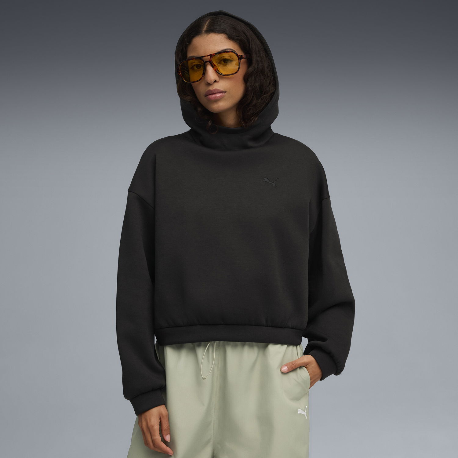 Суитчър Puma Wardrobe Essentials Cropped Hoodie Черно | 632051_01, 0