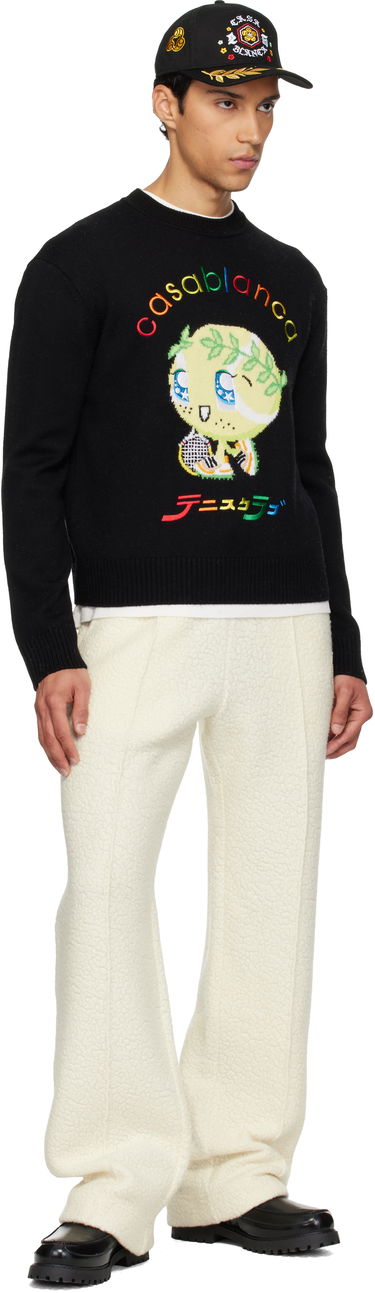 Пуловер Casablanca Tennis Club Character Intarsia Crew Sweater Черно | M-AW25-KW-1099-01, 3