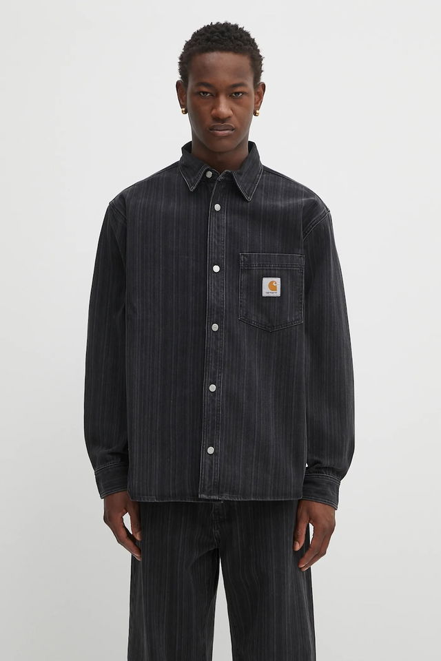 Rylan Relaxed Fit Striped Denim Shirt with Classic Collar