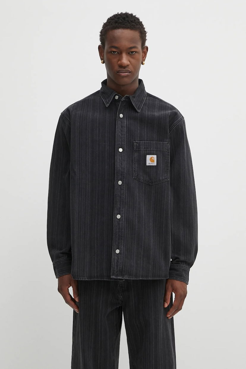 Риза Carhartt WIP Rylan Relaxed Fit Striped Denim Shirt with Classic Collar Черно | I035567.32I06