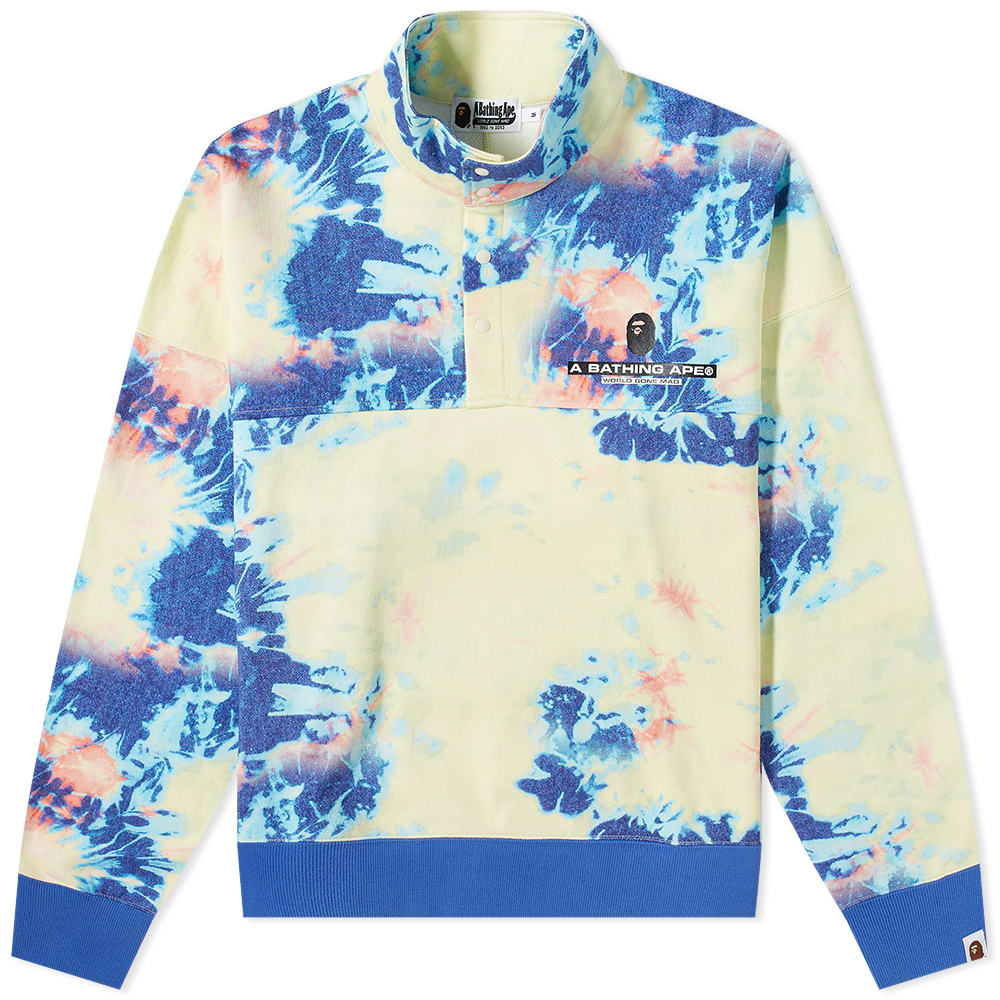 Пуловер BAPE Tie Dye Stand Collar Loose Fit Crewneck Синьо | 001SWI301008M-MUL, 0