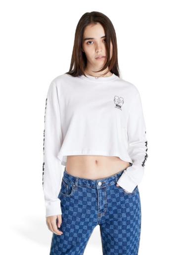 Съкратен топ HUF Wheelie L/S Crop Tee Бяло | WTS0057 WHITE