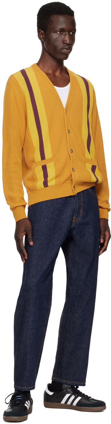 Пуловер BEAMS BEAMS PLUS Stripe Cardigan Жълто | 3815-0174-048, 3
