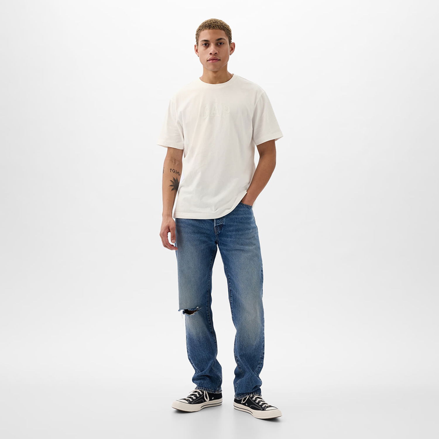 Тениска GAP Logo Tee New Off White Opt1 Бяло | 888270-02, 1