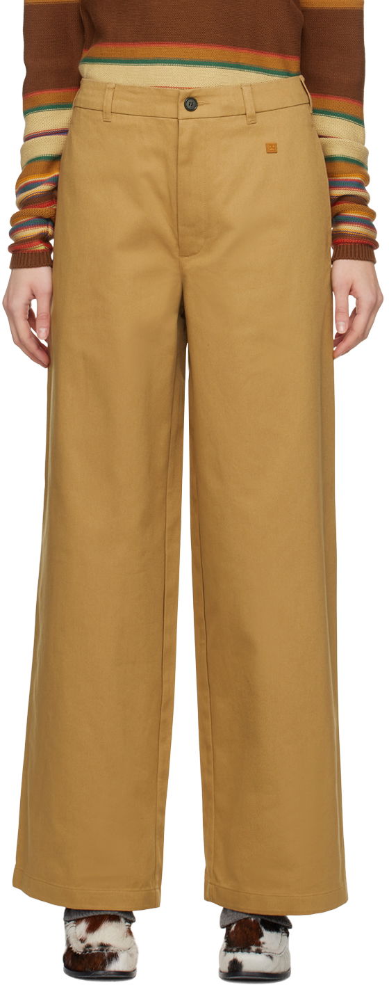 Панталони Acne Studios Wide-Leg Trousers Кафяво | CK0099-