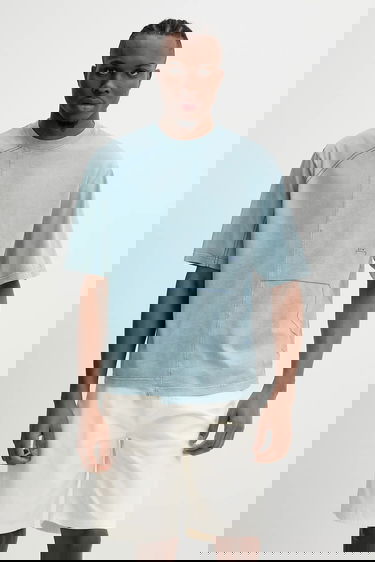 Тениска A-COLD-WALL* Deconstructed Stitch Detail Short Sleeve T-Shirt Синьо | ACWMTS208, 0