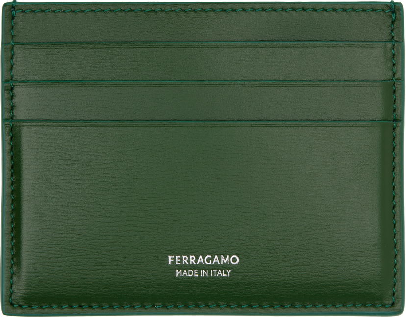 Портфейл FERRAGAMO Leather Card Holder Зелено | 776820