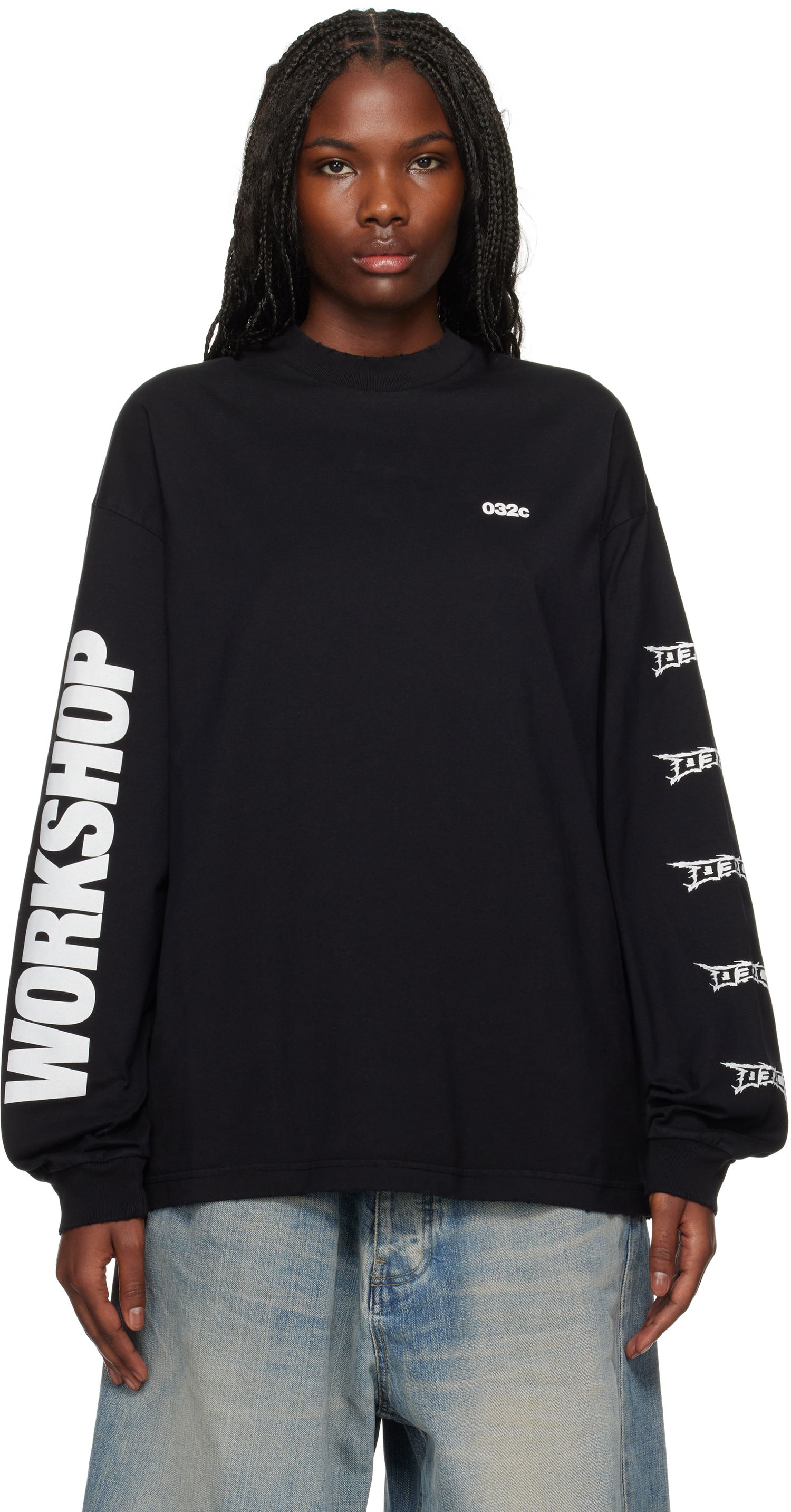 Тениска 032C Longsleeve Boxy T-shirt Черно | F24-URC-0251-050-W, 0