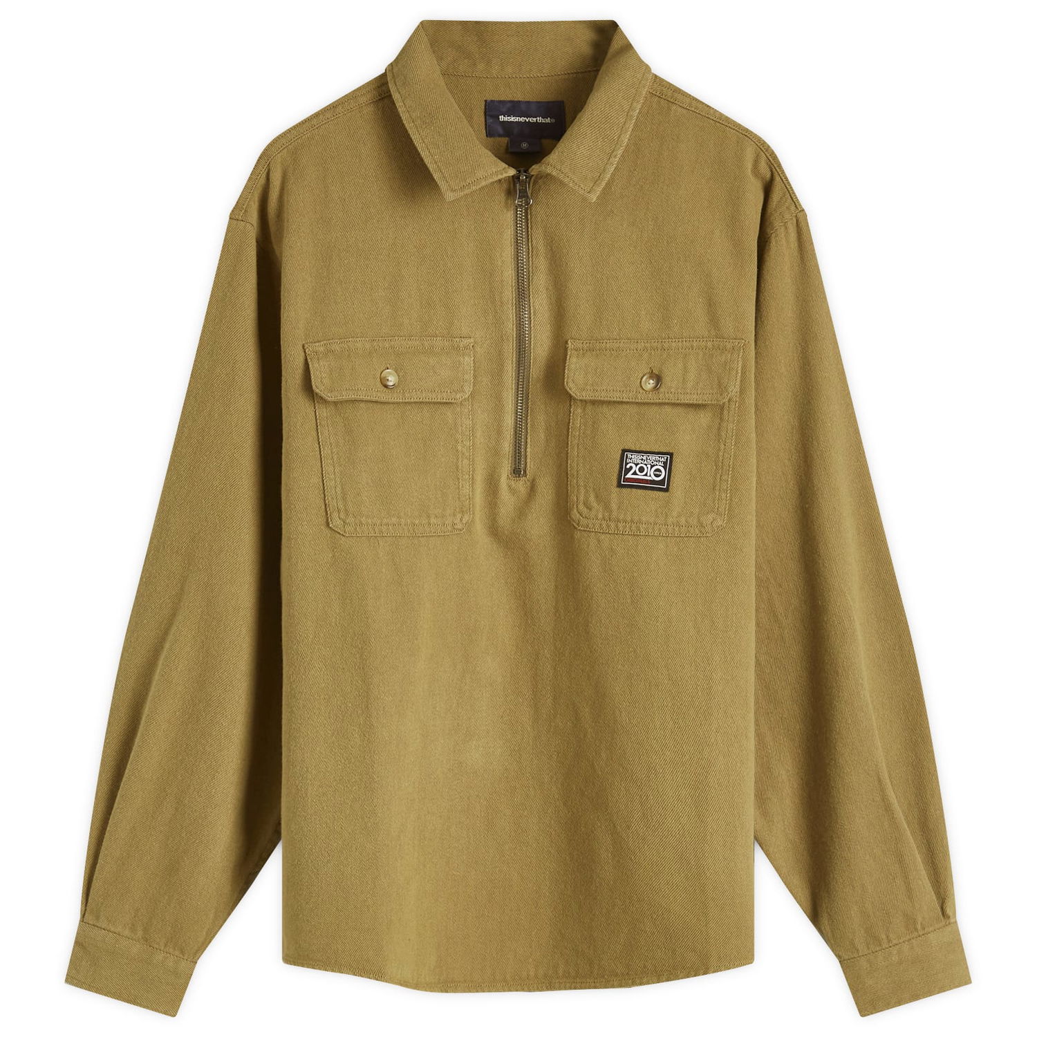 Риза thisisneverthat Quarter Zip Shirt Зелено | TN243WSHTL04-OLV, 0