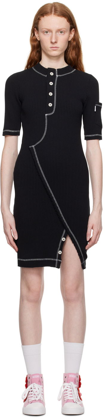 Moschino Jeans Button Ribbed Knit Mini Dress