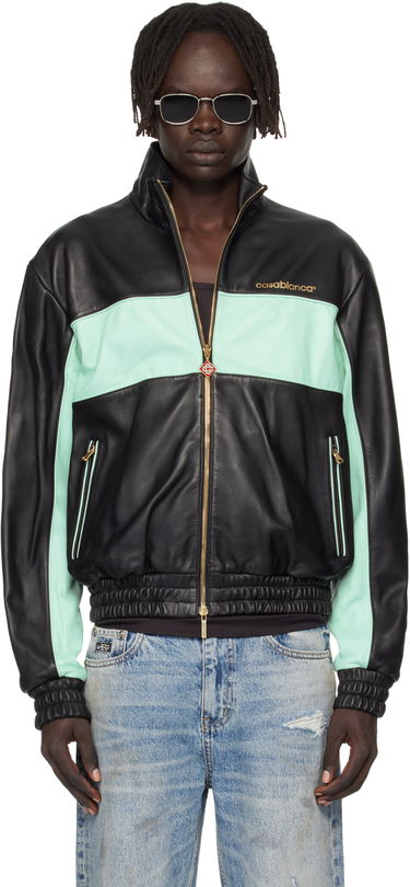 Яке Casablanca Casablanca Track Leather Jacket Зелено | MPF25-JK-382-01, 0