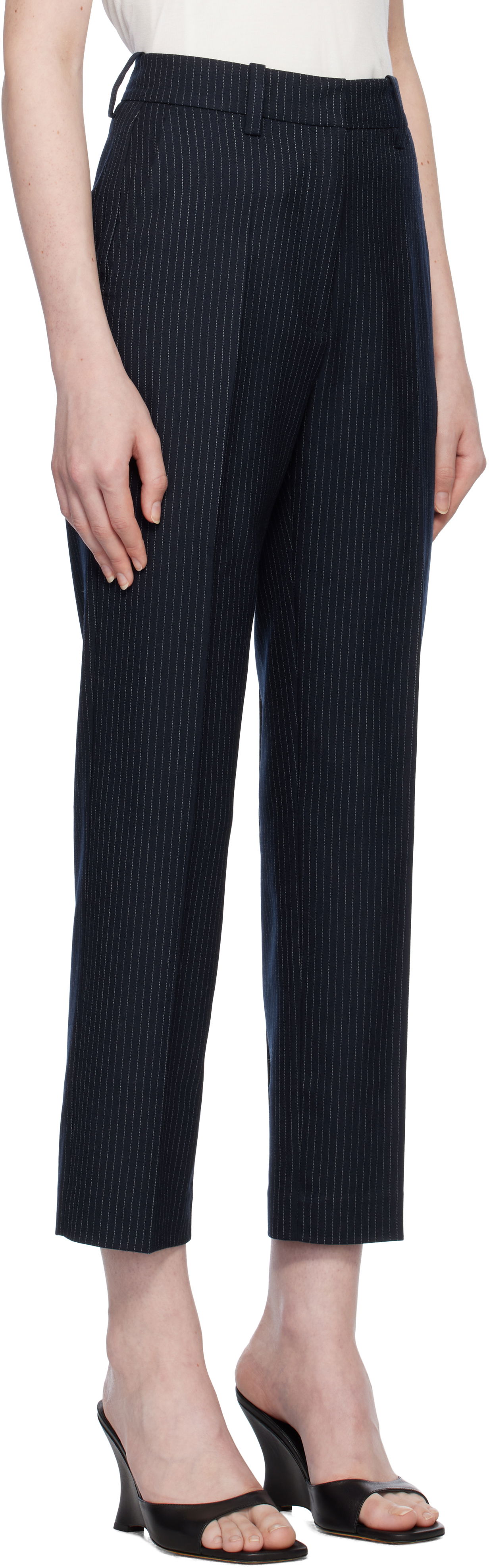Панталони Anine Bing Blaine Pinstriped Cropped Dress Pants Тъмно синьо | A-03-10034-NYA29, 1