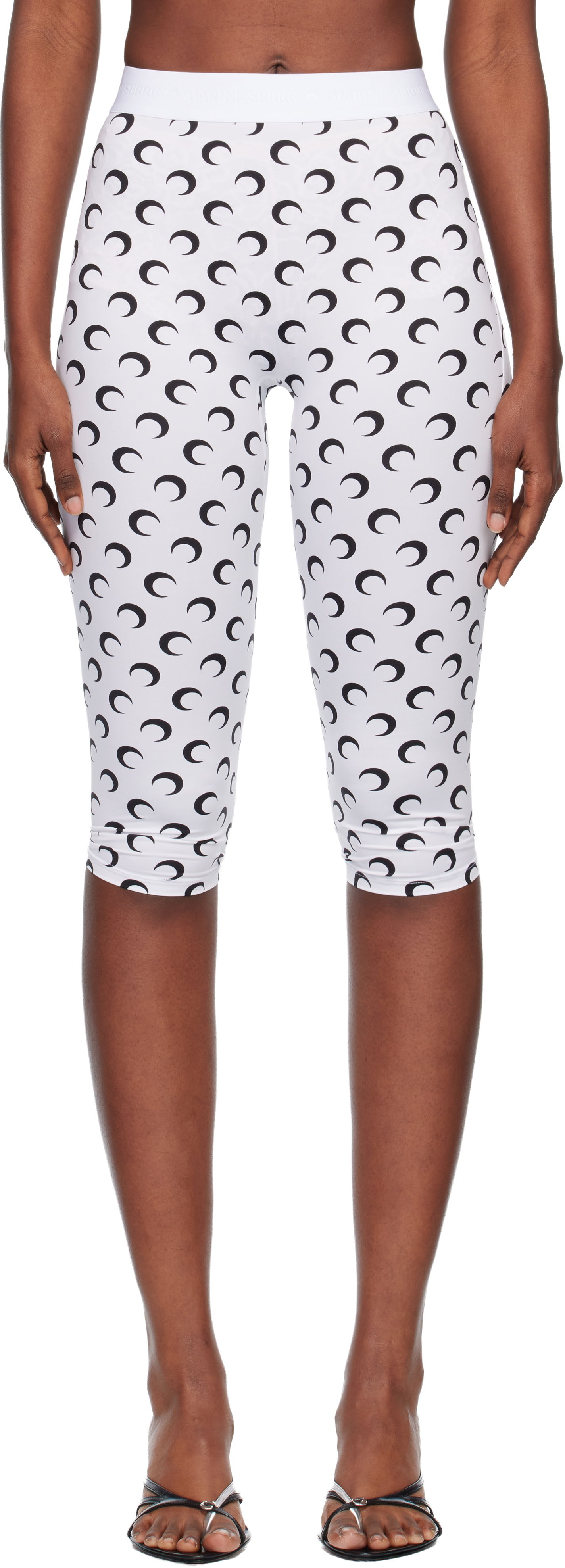 Клинове Marine Serre Marine Serre Recycled Moon Jersey Capri Leggings Бяло | WPA157BCJER0001, 0