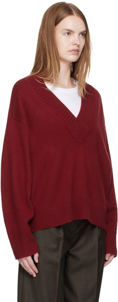 Пуловер Loulou de Saison Loulou de Saison Sage LDS Cashmere V-Neck Sweater Бургунди | SAGE LDS, 1
