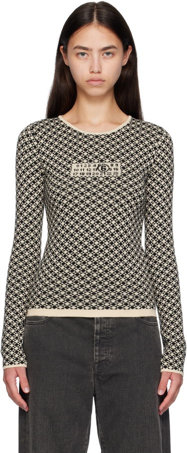 Пуловер Maison Margiela MM6 Maison Margiela Allover Check Knit Sweater Бежово | S52HL0050 M13137, 0