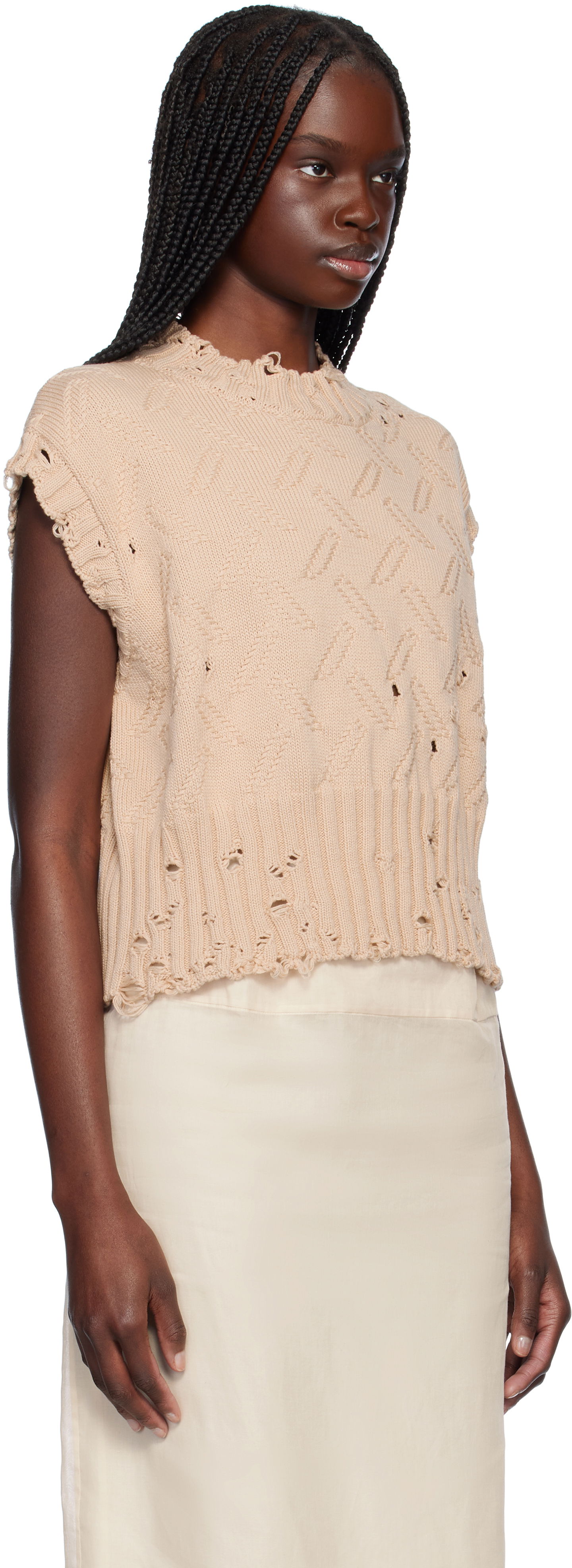 Пуловер Marni Marni Jacquard 3D Disheveled Cotton Sweater Бежово | GCMD0605A0 UFC658, 1